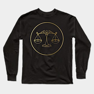 Libra Zodiac Art Gold Long Sleeve T-Shirt